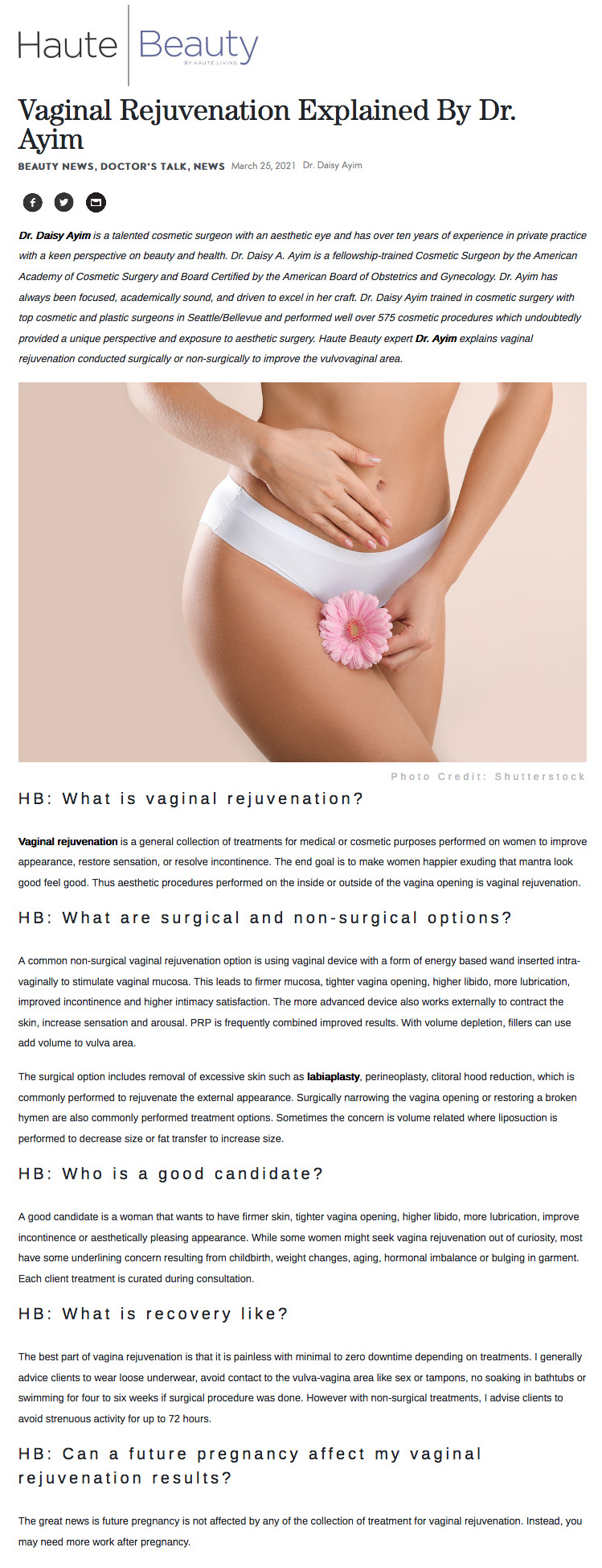 Vaginal Rejuvenation Explained By Dr. Ayim