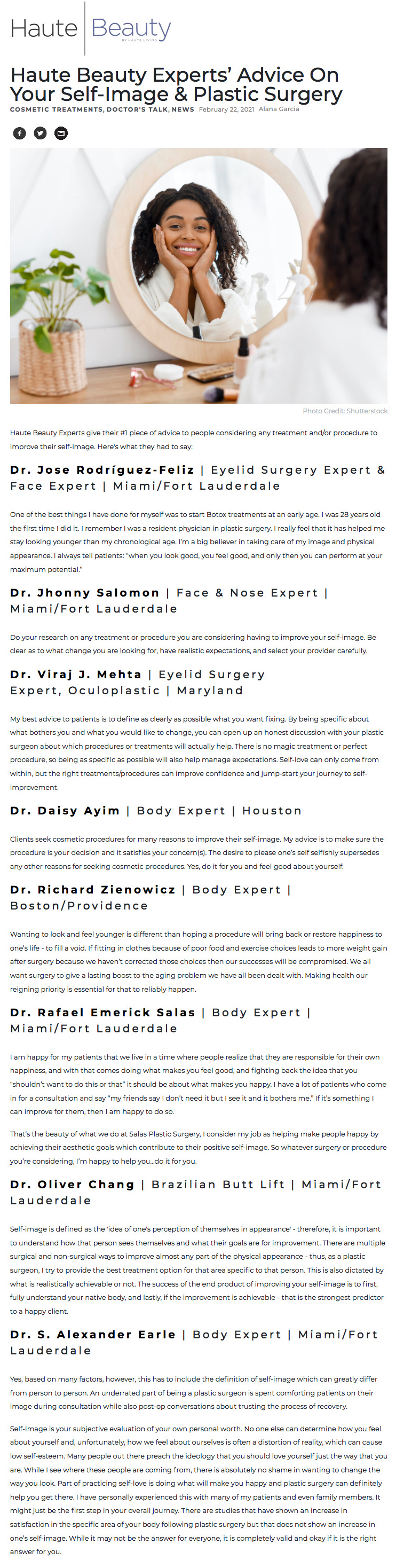 Haute Beauty Experts’ Advice On Your Self-Image & Plastic Surgery