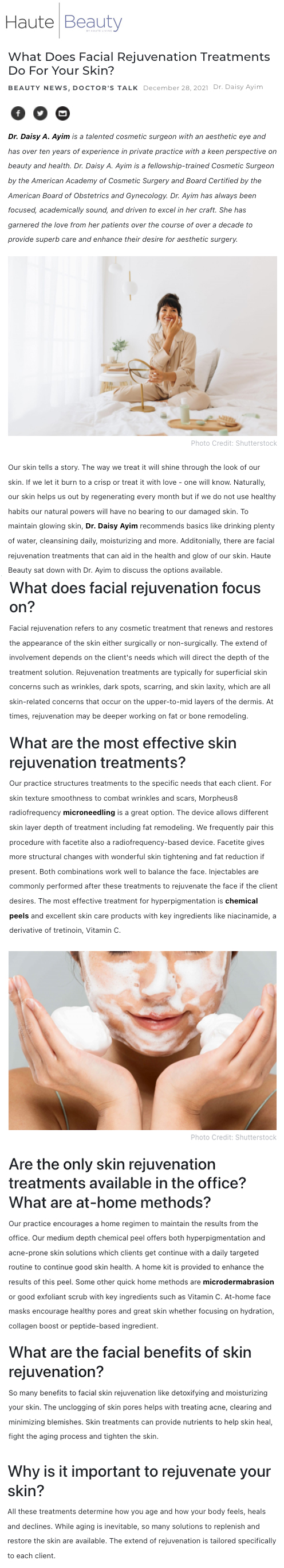 Facial Rejuvenation Treatments