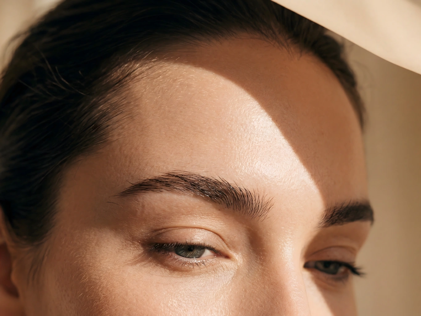 womans perfectly groomed eyebrow close up transformative eyebrow shaping showcasing results
